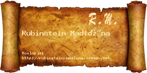 Rubinstein Madléna névjegykártya